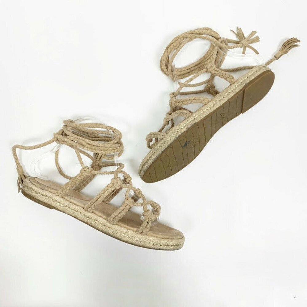 Joie Lace-Up Braided Suede Flat Gladiator Sandal